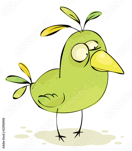 Green crazy bird