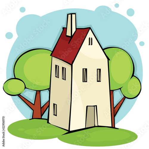 Summer landscape with house