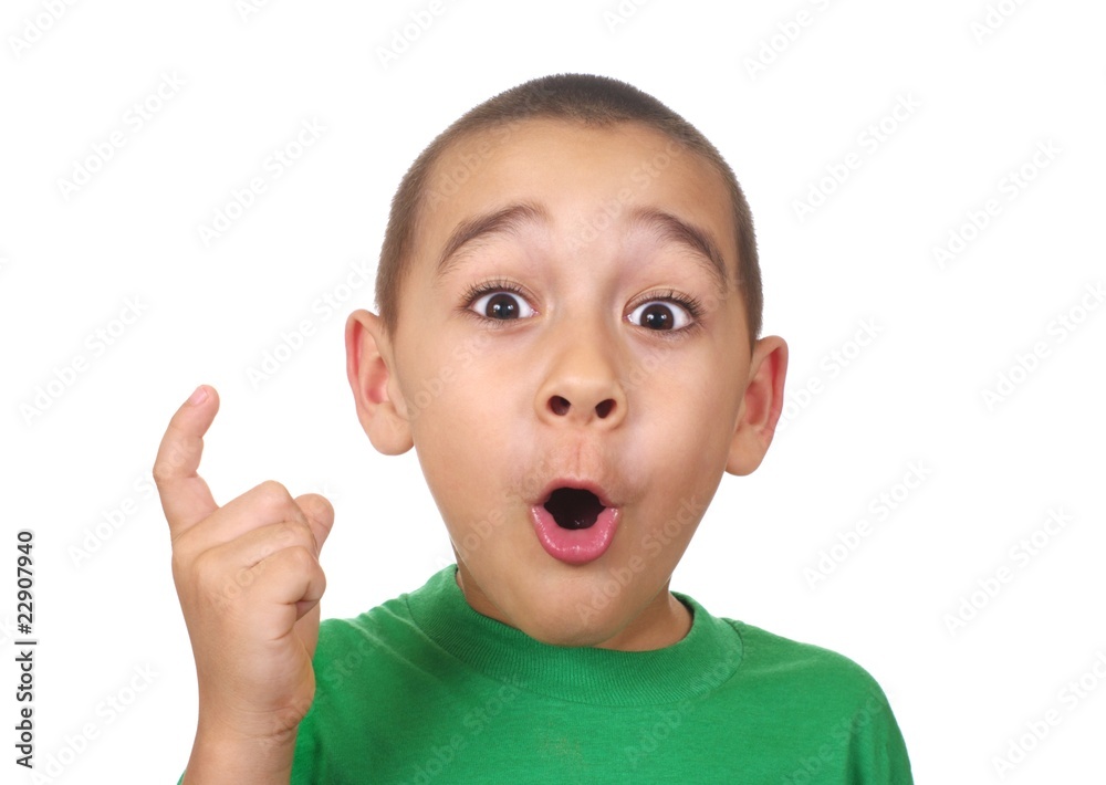 boy saying a-ha, isolated on white boy saying a-ha, isolated on white