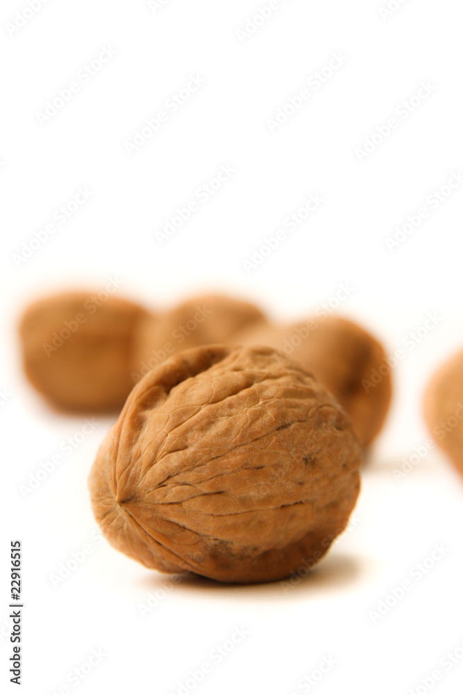 Walnuts close up isolated on white background Walnuts close up isolated on white background