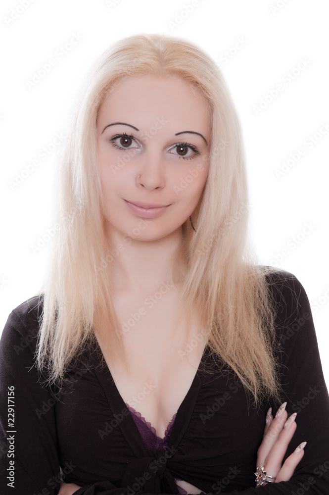 portrait of beautiful blonde isolated on white portrait of beautiful blonde isolated on white