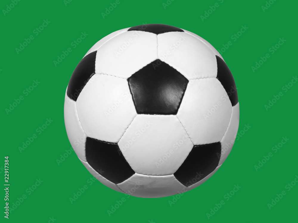 classic soccer ball on green background, easy to isolate classic soccer ball on green background, easy to isolate