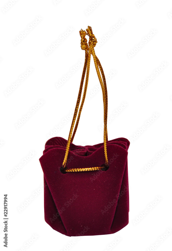 Claret handbag for gifts on a white background