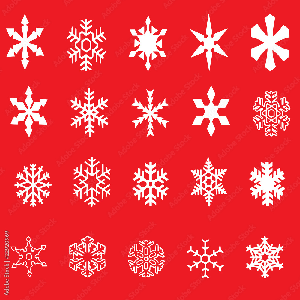 snow flakes on red snow flakes on red