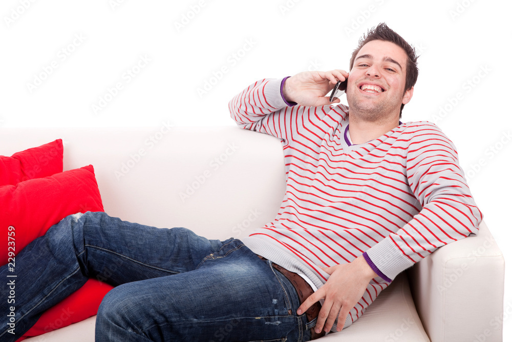 Young man relaxing on couch