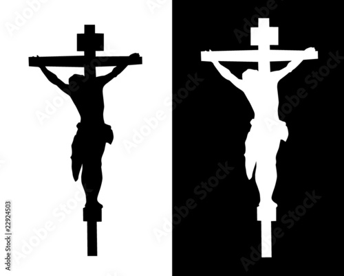 Print op canvas Crucifixion silhouette
