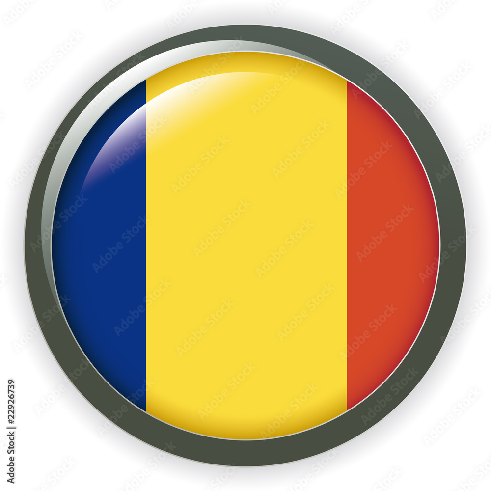Fototapeta premium flag of rumania, square button on white background