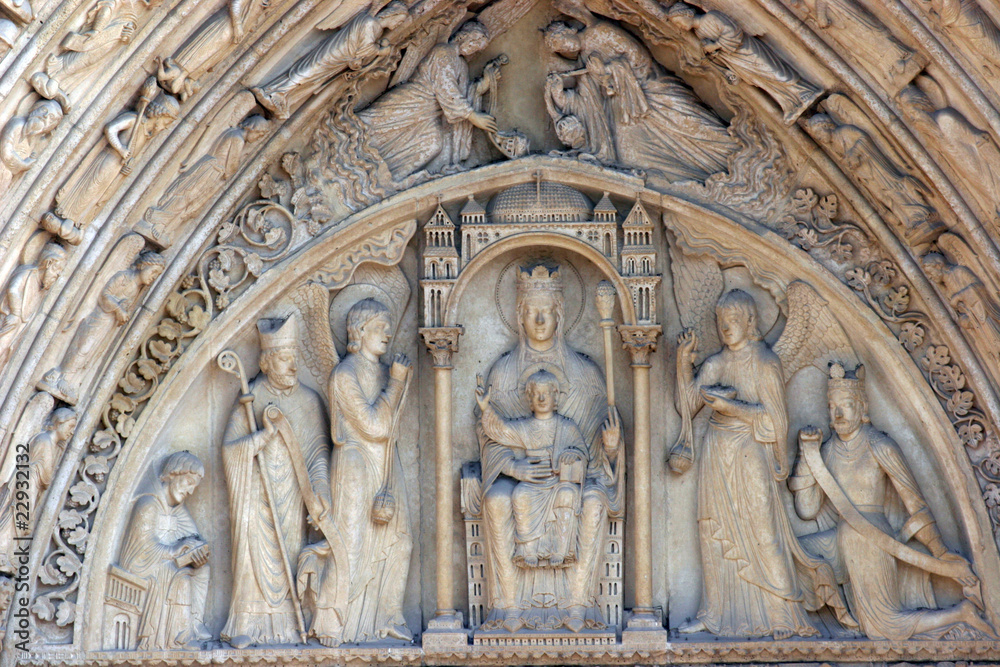 Notre Dame Cathedral, Paris. Portal of St. Anne