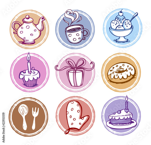 Meal and kitchen icons set