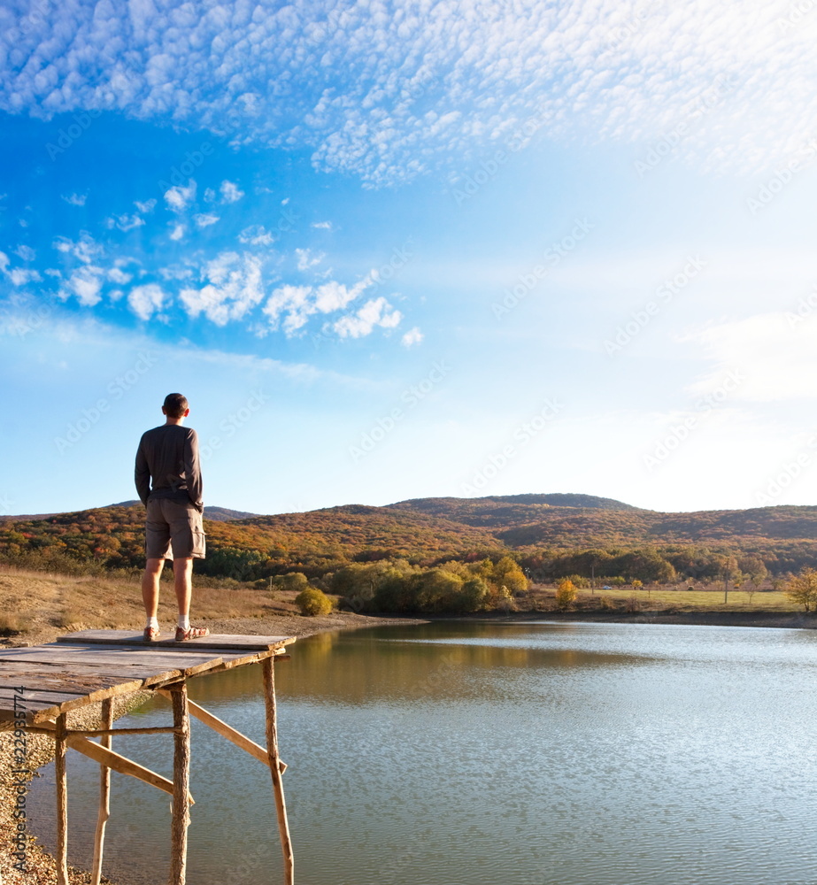Fototapeta premium Man on the lake