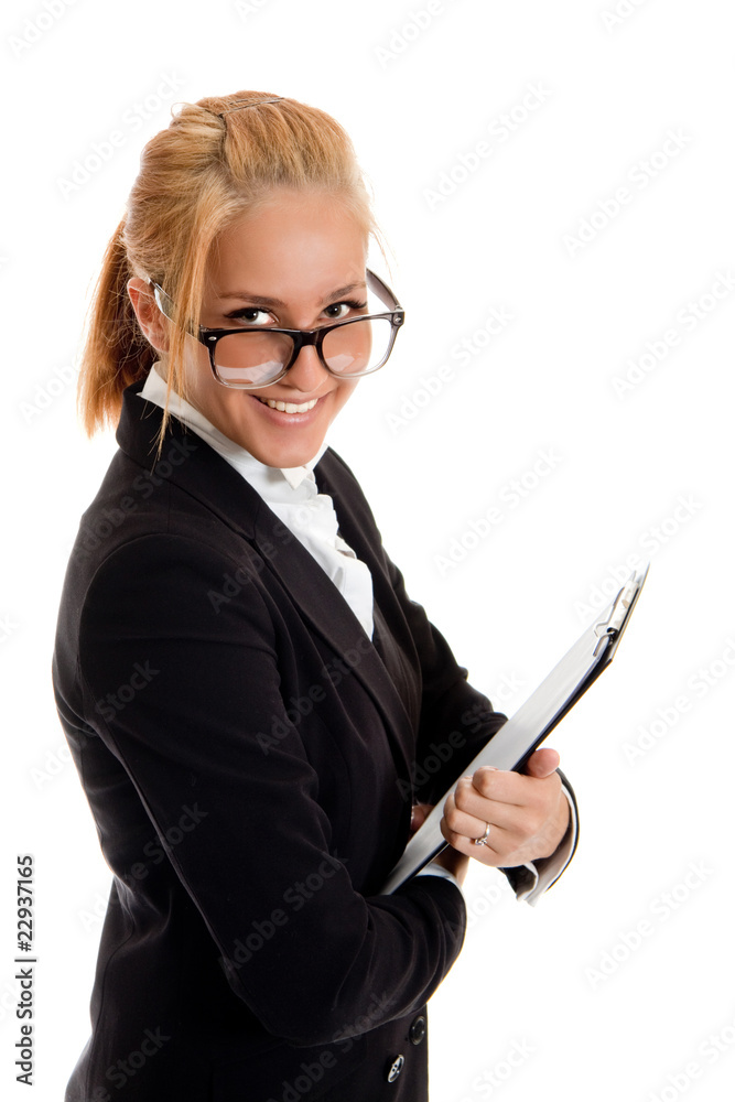 businesswoman with folder in hands businesswoman with folder in hands