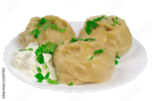 Cooked dumplings on a plate