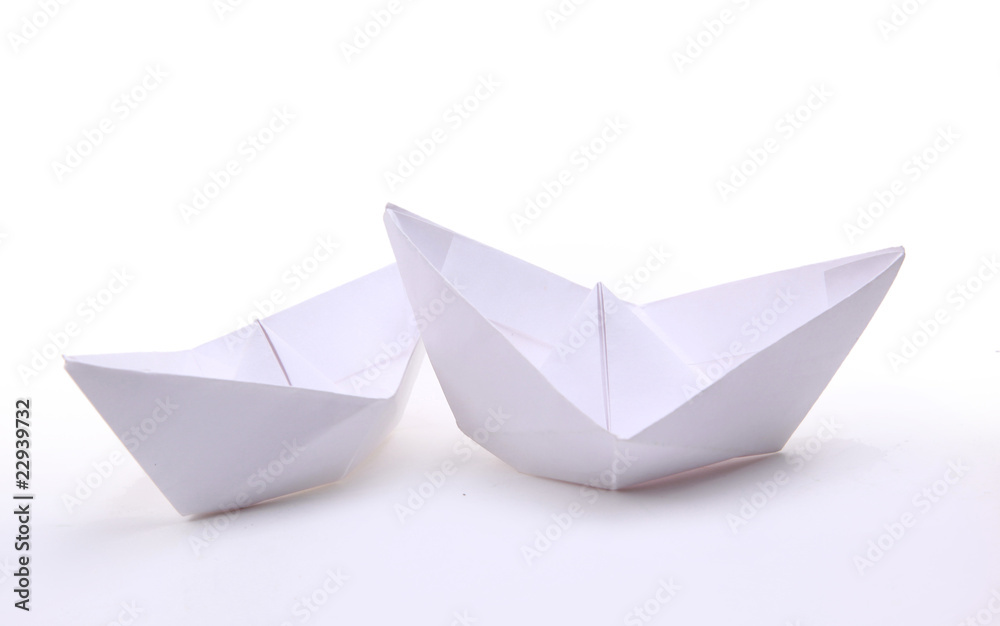 Three paper ships isolated on white Three paper ships isolated on white