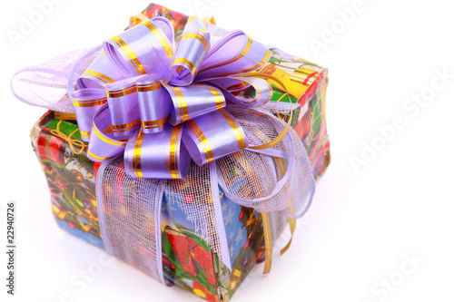 gift box with red ribbon and bow isolated.