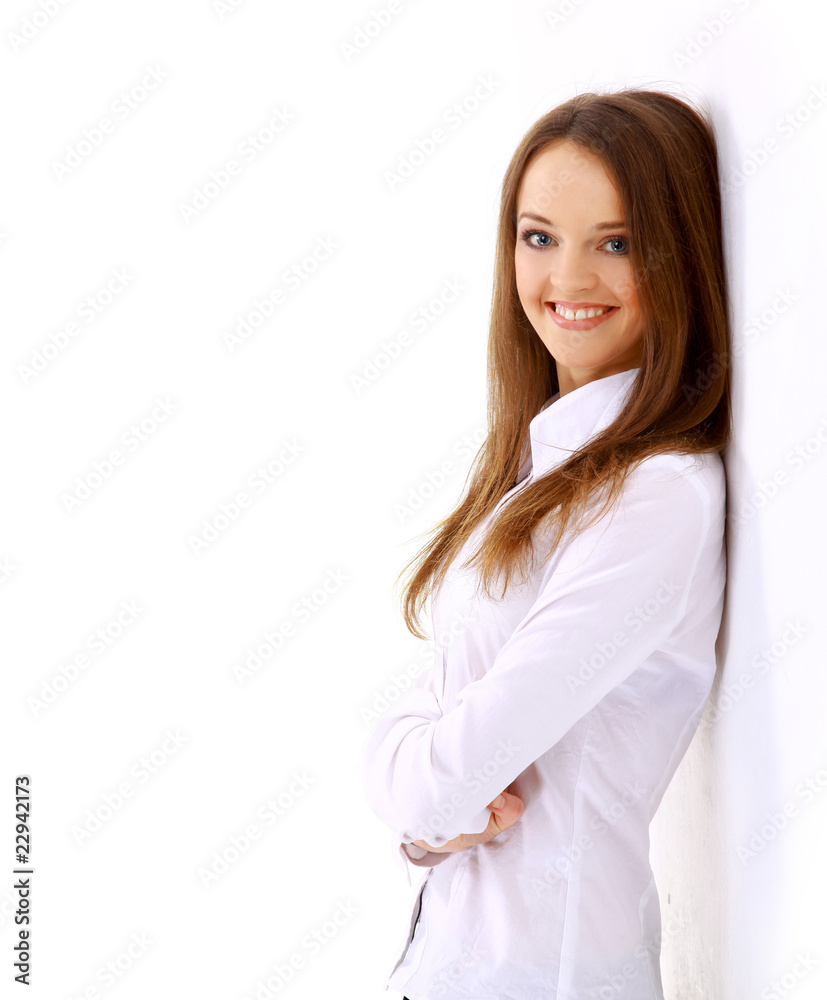 business woman standing isolated on white background business woman standing isolated on white background