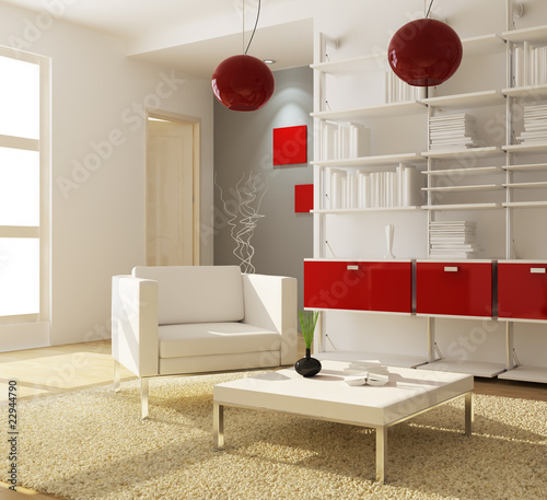 3d render modern living room