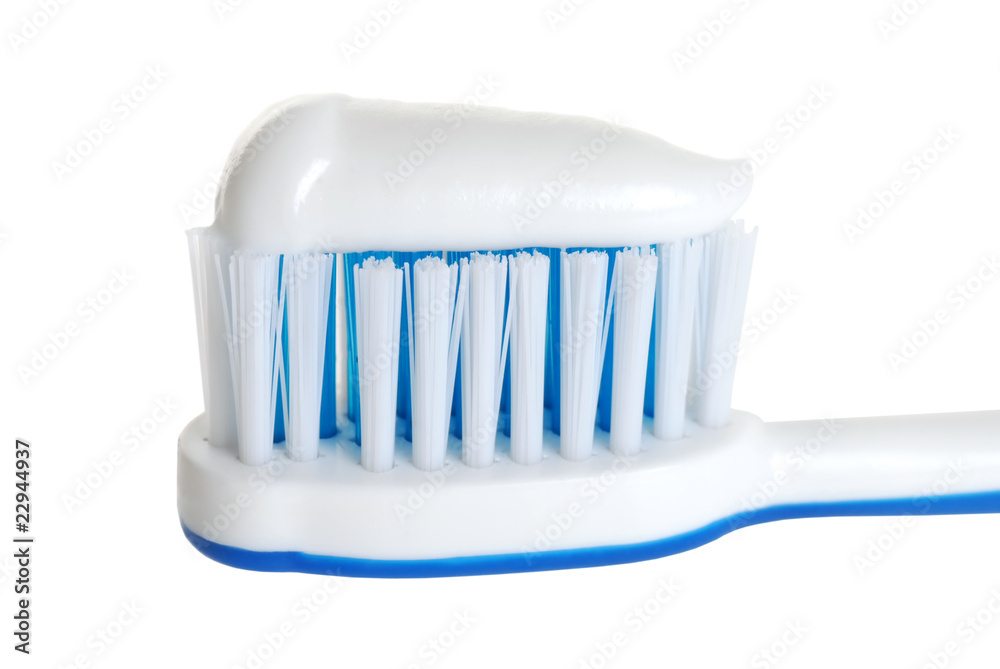 macro toothbrush with paste shallow DOF