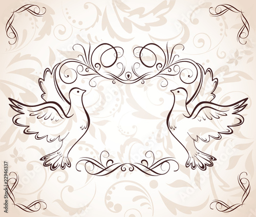 Wedding frame with doves