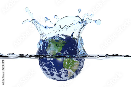 Fototapeta Naklejka Na Ścianę i Meble -  Planet Earth splashing in water