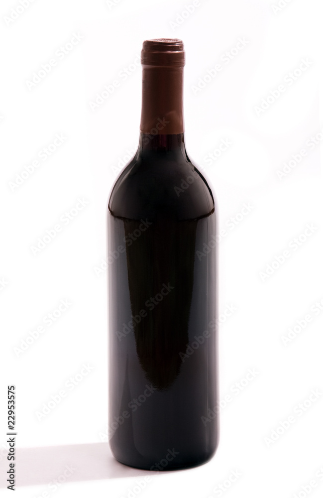 Wine bottle against white background, studio shot