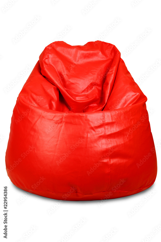 Red colored bean bag isolated on white background Red colored bean bag isolated on white background