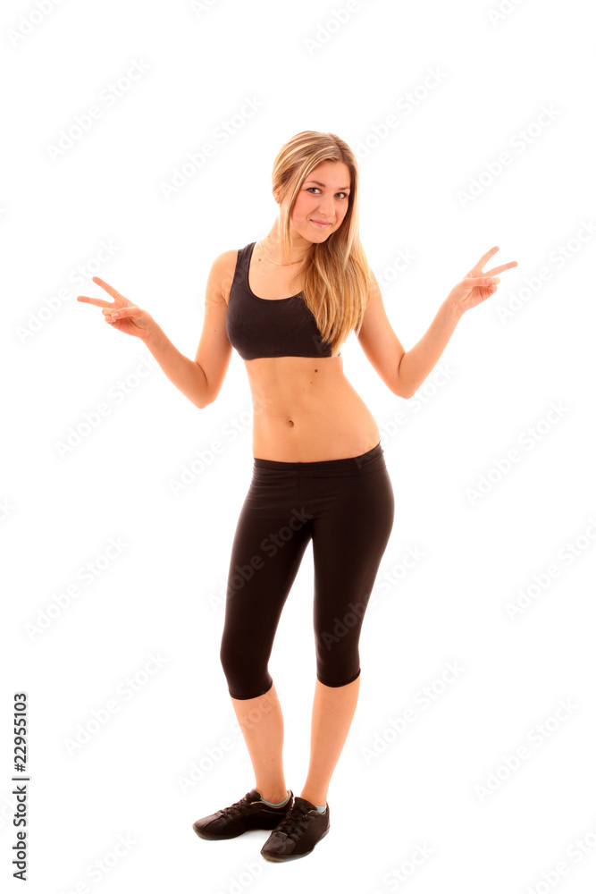 pretty young girl in the gymnastic suit isolated on white pretty young girl in the gymnastic suit isolated on white