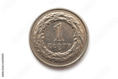 Macro close-up of polish 1 zloty coin