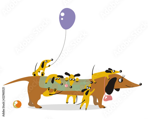 Ma. Mum-dog and its playful children.