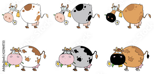 Digital Collage Of Six Cows