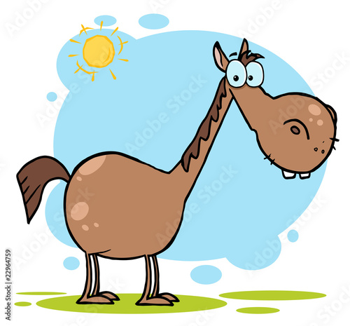 Brown Horse With A Long Neck In The Sunshine