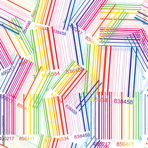 Seamless colorful barcodes background.