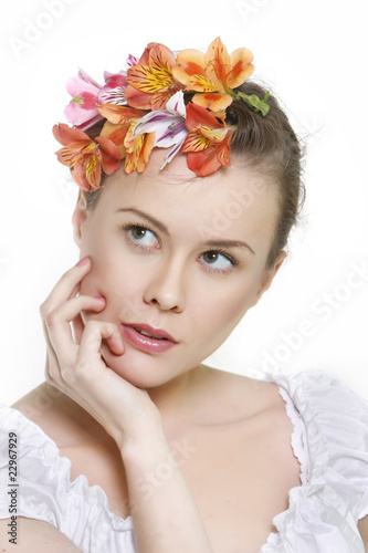 young beautful woman in floral wreath © Alena Yakusheva