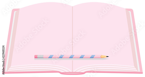Pink Diary with Striped Pencil