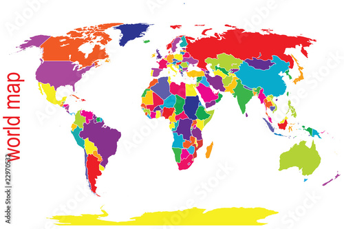 Fototapeta Naklejka Na Ścianę i Meble -  World map in bright tones