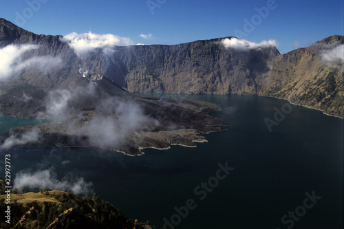 Caldera of the Rinjani volcano. Indonesia