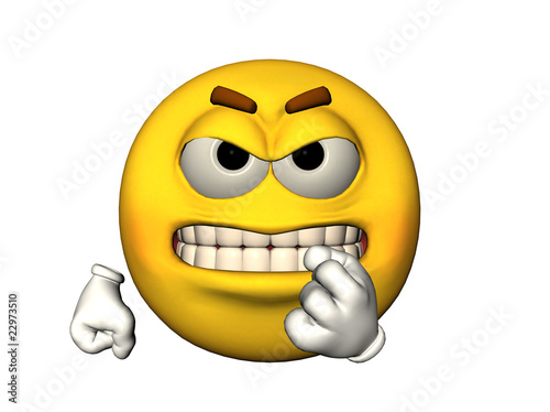Angry emoticon with baring teeth photo