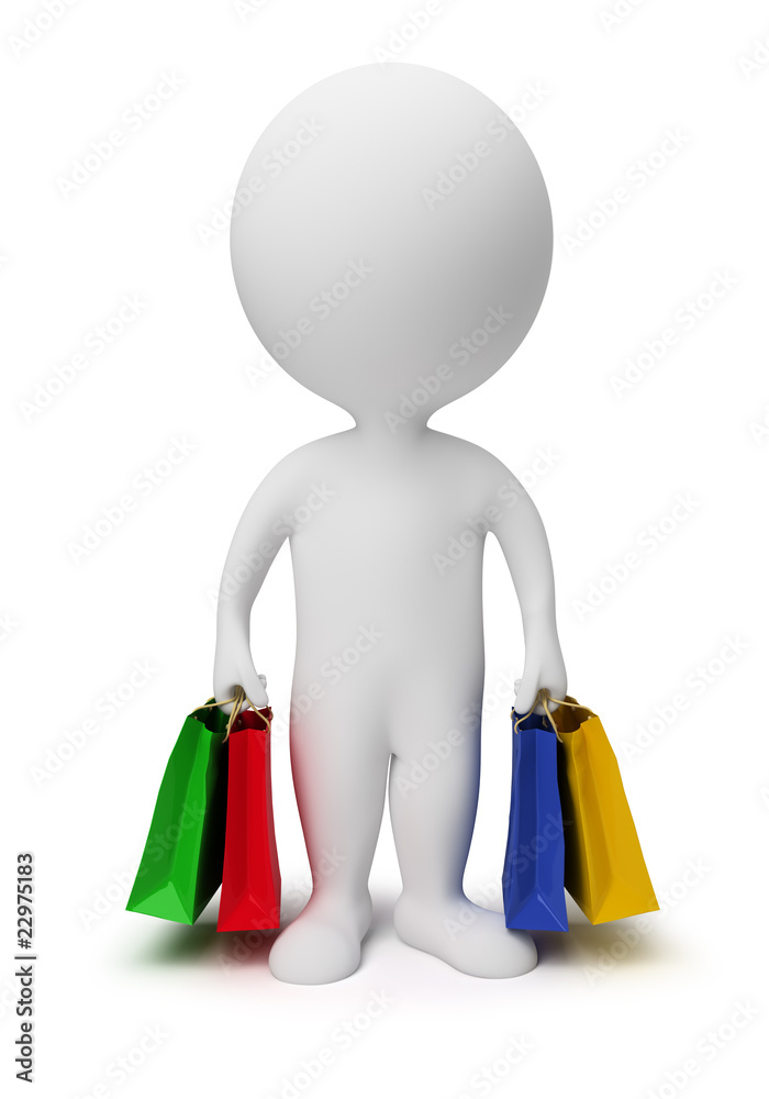 3d small people - carry shopping bags 3d small people - carry shopping bags