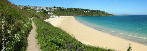 Fotografie, Tablou Carbis Bay beach panorama, Cornwall UK.