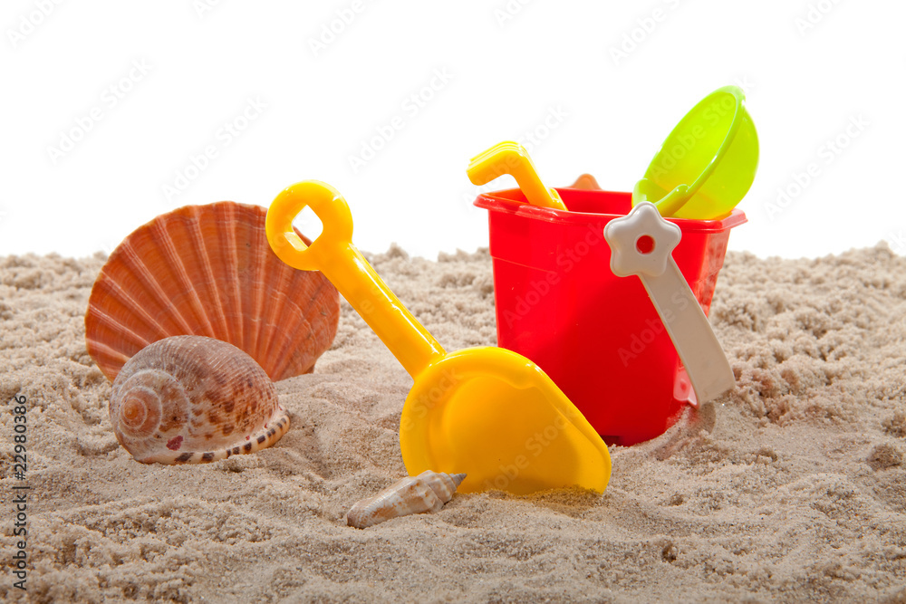 plastc toys for beach over white background plastc toys for beach over white background