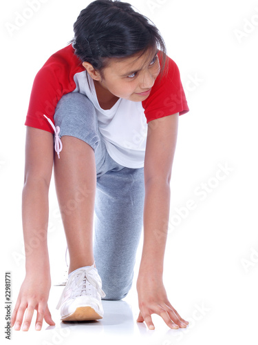 young girl ready for the race