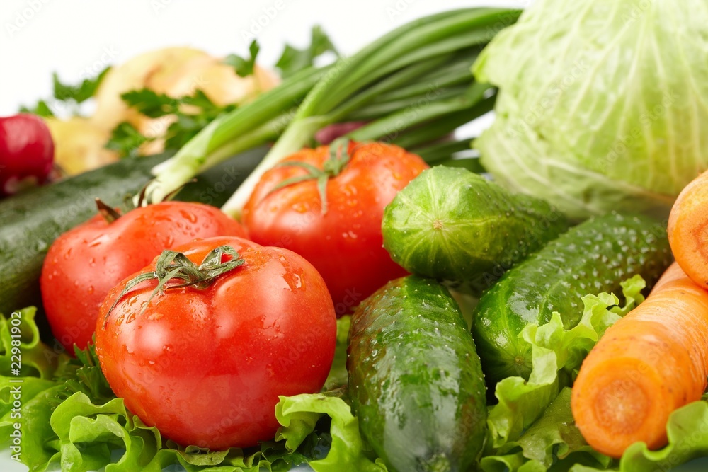 fresh vegetables on the white background fresh vegetables on the white background
