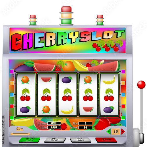 Casino Cherry slot machine vector illustration with fruit