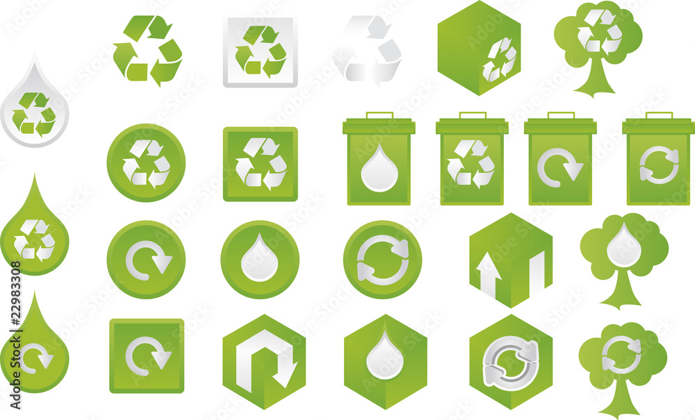 Green Icon Set - Grüne Umwelt-Zeichen - Buttons - Vektor Green Icon Set - Grüne Umwelt-Zeichen - Buttons - Vektor
