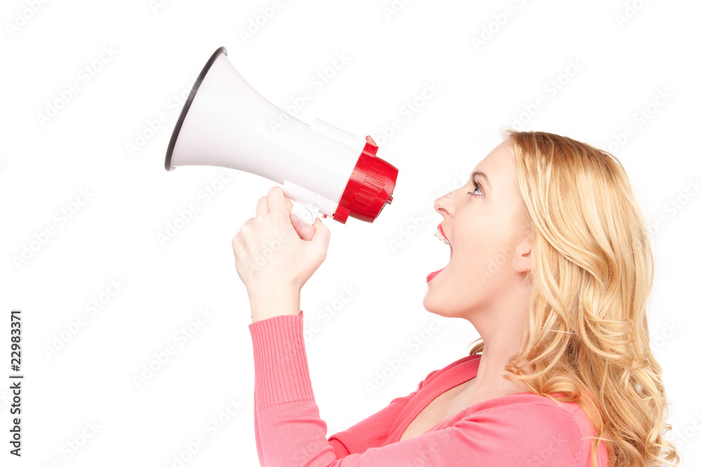 woman with megaphone woman with megaphone