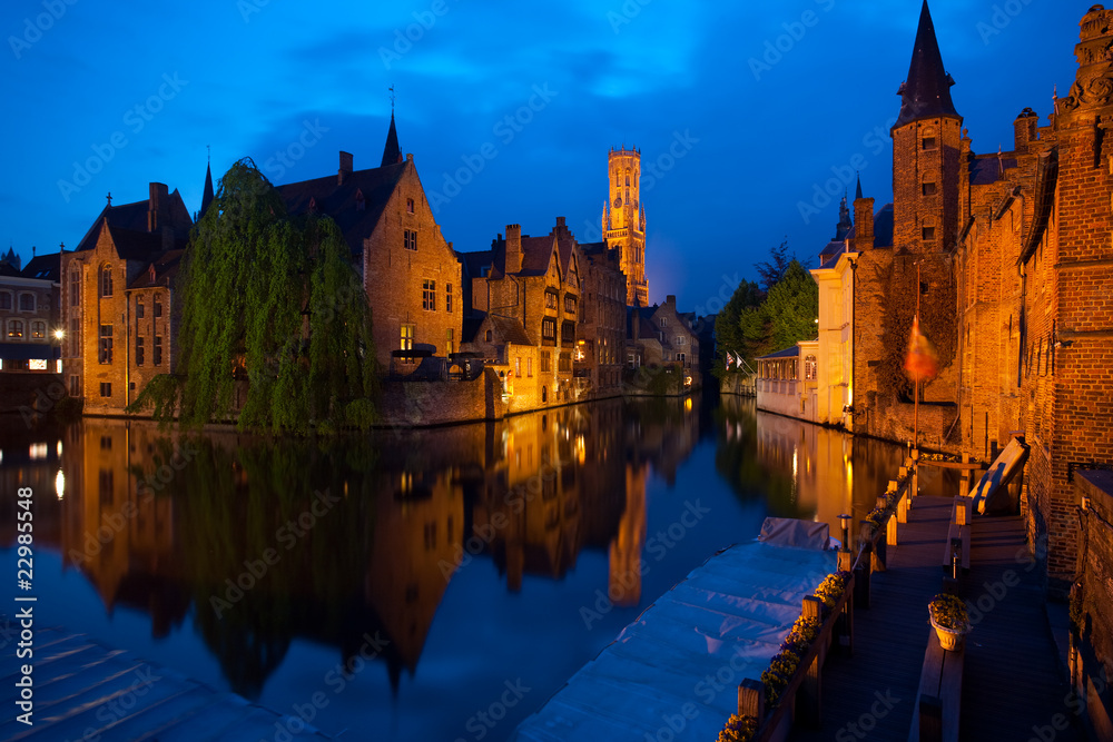 Bruges old city at night