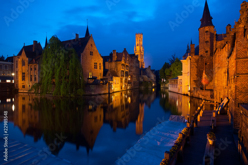 Bruges old city at night