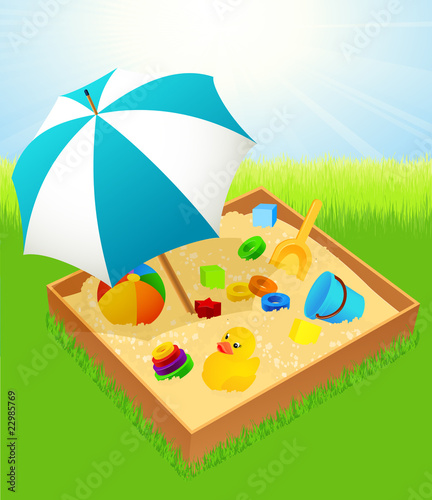 Sandbox with umbrella