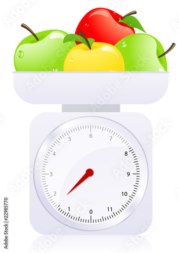 Scales with apples