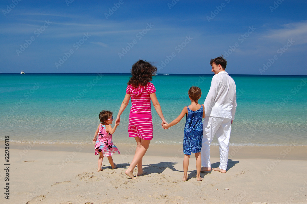Family beach walk