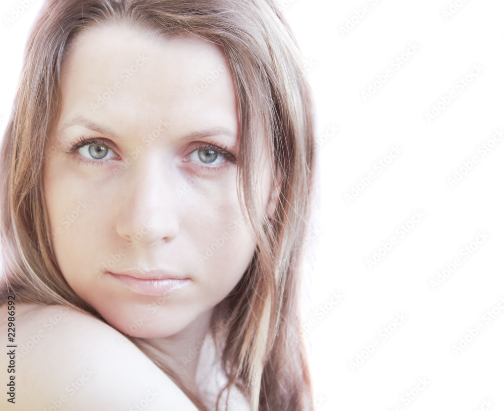 portrait of young girl on a white background portrait of young girl on a white background